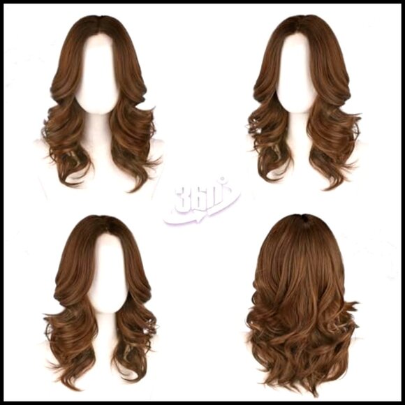 Short Wavy Synthetic Wig Shoulder Length Layered Curtain Bangs Daily Party main image 5